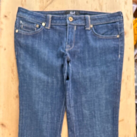 Kasil Customized Women's Dark Wash Wide Leg Jeans USA Red Pockets Sz 31 Selvage - Picture 1 of 13